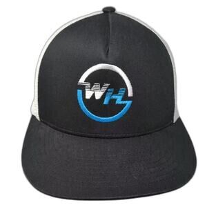 Sport-Tek Trucker Hat Black White One Size Snapback Mesh Embroidered WH Logo Cap